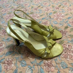 Vintage Enzo Angiolini Green Slingback Heels Size 8